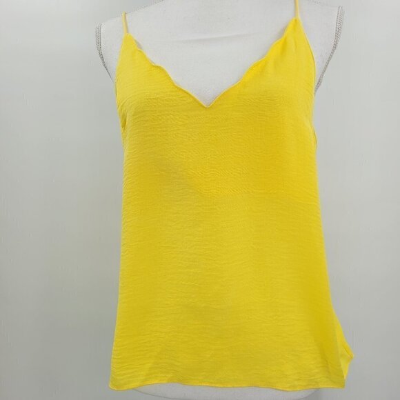Topshop Yellow Spaghetti Strap Scalloped Tank - Picture 1 of 9